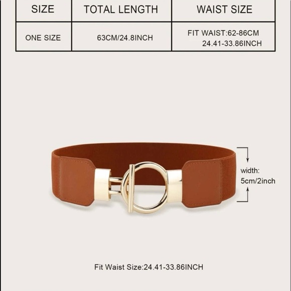 Rust Brown Women Ring Metal Bucket Elastic Belt - Picture 5 of 5